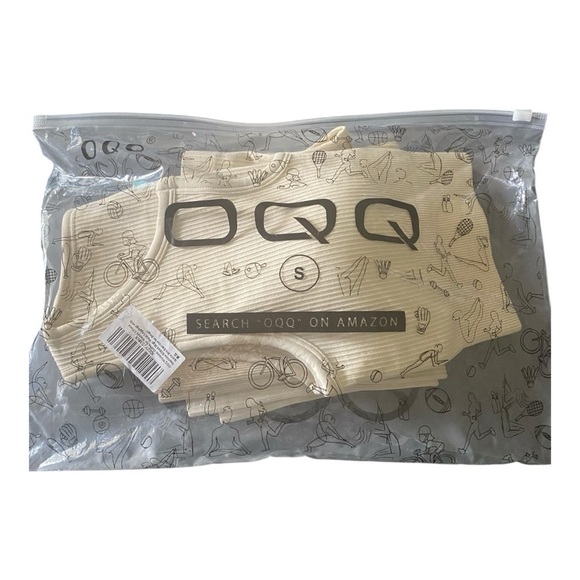 NWT-OQQ-TWO PIECE CREAM COLOR WORKOUT SET-SIZE SMALL - Picture 5 of 6
